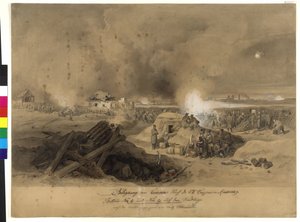 Cerco de Komorn pelas tropas do K. K. em abril de 1849 (aguarela sobre papel) de Fritz L