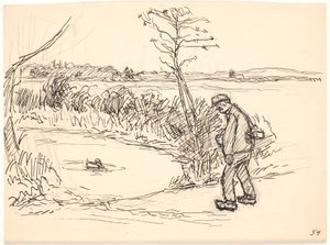 O fazendeiro pelo lago congelado de Fritz Syberg