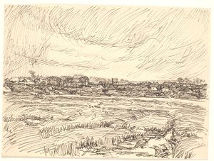 paisagem com vila de Fritz Syberg