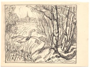 Paisagem com decolagem de cisne de Fritz Syberg