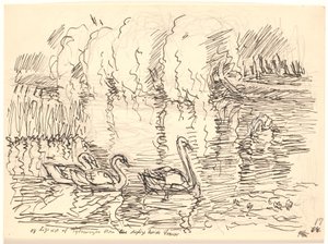 E do engrossamento vieram três adoráveis ​​cisnes brancos de Fritz Syberg