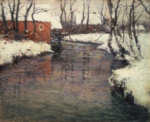 A Winter River Landscape (óleo sobre tela)