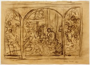 Esboço de composição "The Holy Night" de Fritz von Uhde