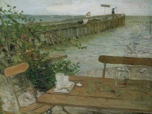 Pontão de desembarque no lago Starnberg. Por volta de 1896 de Fritz von Uhde