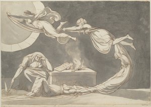 Cena de conjuração com uma bruxa no altar, 1779. de Füssli