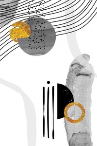 Abstrato Moderno em Cinza Dourado de Fun Qui