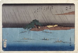 Chuva nocturna em Karasaki de Fusatane Utagawa