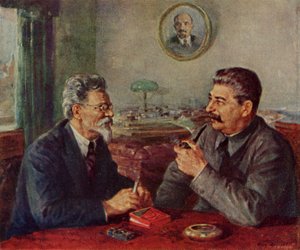 Joseph Stalin (1879-1953) e Mikhail Ivanovitch Kalinin (1875-1946) de Fyodor Alexandrovich Modorov