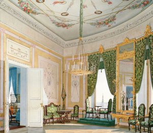 Sala de estar de canto do Palácio de Nicolau no Kremlin de Moscou, 1847. de Fyodor Andreyevich Klages