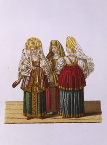 Trajes de mulheres e donzelas de Tver Da série Clothing of the Russian state, 1851