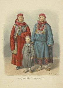 Kazan Tatar Women, ilustração da série Roupas do Estado Russo, 1869