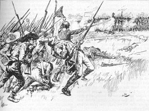 A divisão sob Alvarado estava cruzando o terreno baixo, 1902 de GB