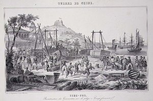 Remontagem de canhoneiras na Praia de Tche-Fou, a partir de "A Guerra na China de G.C. de Fortavion