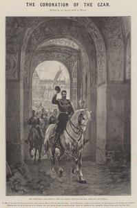 A coroação do czar, a entrada do Estado em Moscou, o czar passando pelo portão sagrado para o Kremlin de G.S. Amato