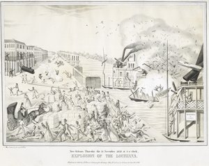 Nova Orleans Quinta-feira, 15 de novembro de 1849 às 5 horas, Explosão da Louisiana, c. 1849 (cromolitografia) de G. (after) Tolti