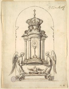 Desenho, Projeto de uma Porta de Tabernáculo a ser Executada em Bronze, ca. 1725 de G B C