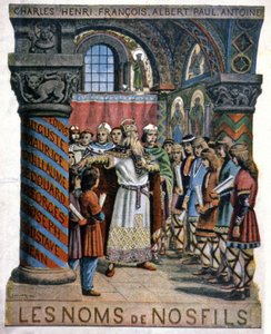 Carlos Magno e a escola, c.1900 (ilustração) de G. Dascher
