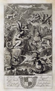 Cena do Inferno, ilustração do Livro 1 Parte 3 Capítulo 10 de &39;Os Princípios da Filosofia&39; de Anthony Le Grand, gravado por Johannes Kip (16523-1722) 1694
