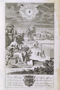 O Olho de Deus Observa a Colheita, ilustração do Livro 1, Parte 2, Capítulo 16 de &39;Os Princípios da Filosofia&39;, de Anthony Le Grand, gravada por Michiel van der Gucht (1660-1725), 1694