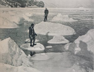 Campbell e Priestley à tona em Pancake Ice, 1912, 1913 de G. Murray Levick