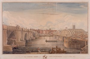 London Bridge velho e novo, Londres, 1827