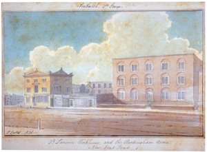 Asilo de São Salvador e o Rockingham Arms Inn, New Kent Road, Southwark, Londres, 1825 de G Yates