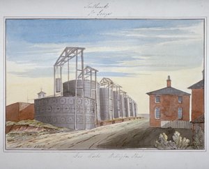 Vista das obras de gás em Pocock Street, Southwark, Londres, 1826 de G Yates