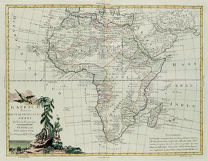 África dividida em seus principais estados, gravada por G. Zuliani, tirada de Tomé do Novo Atlas publicada em Veneza em 1776 por Antonio Zatta, Coleção Particular