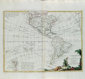 A América dividiu-se em seus principais estados, gravada por G. Zuliani tirada de Tomé do Novo Atlas publicada em Veneza em 1776 por Antonio Zatta, Coleção Particular de G. Zuliani