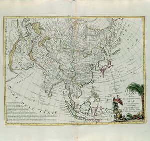 A Ásia dividiu-se em seus principais estados, gravada por G. Zuliani tirada de Tomé do Novo Atlas publicada em Veneza em 1777 por Antonio Zatta, Coleção Particular de G. Zuliani