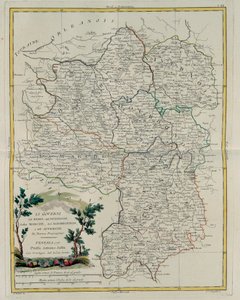 Governos de Berri, Nivernois, Marche, Bourbon e Auvergne, gravura de G. Zuliani tirada de Tomé I do Atlas mais Novo publicado em Veneza em 1776 por Antonio Zatta, Coleção Particular de G. Zuliani