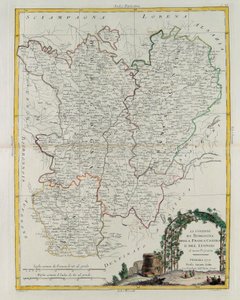 Governos da Borgonha, Franca Contea e Lyon, gravura de G. Zuliani tirada de Tomé I do Atlas mais novo publicado em Veneza em 1777 por Antonio Zatta, Coleção Particular
