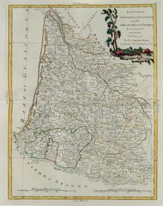 Governances of Guyenne and Guascogne com a de Bearn e Lower Navarre, gravura de G. Zuliani tirada de Tome I do Newest Atlas publicada em Veneza em 1776 por Antonio Zatta, Private Collectio de G. Zuliani