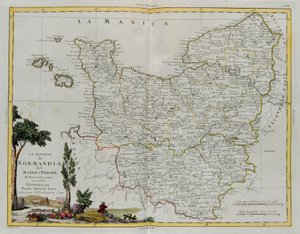 Governances of Normandie, Maine e Perche, gravura de G. Zuliani tirada de Tome I do Newest Atlas publicado em Veneza em 1777 por Antonio Zatta, Private Collection de G. Zuliani