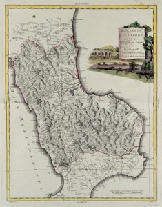 Calábria, gravura de G. Zuliani tirada de Tome II do "Atlas Mais Recente" publicado em Veneza em 1783 por Antonio Zatta, Coleção Particular