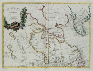 Hudson Bay, Land of Labrador e Gronelândia com as ilhas adjacentes, gravura de G. Zuliani tirada de Tome I do "Mais Novo Atlas" publicado em Veneza em 1778 por Antonio Zatta, Coleção Particular