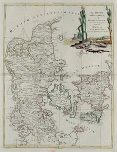 Reino da Dinamarca com o Ducado de Slesvik, gravura de G. Zuliani tirada de Tome III do "Atlas Mais Novo" publicado em Veneza em 1781 por Antonio Zatta, Coleção Particular de G. Zuliani