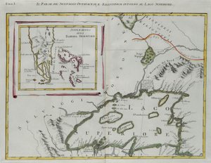 Terra dos índios Ottawa e Kilistine ao redor do Lago Superior e um suplemento da Flórida oriental, gravura de G. Zuliani tirada de Tome I do "Atlas Mais Novo" publicado em Veneza em 1778 por Antonio Zatta, Private Collection