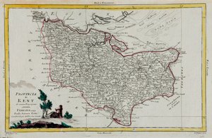 Província de Kent, gravura de G. Zuliani tirada de Tomé I do "Atlas Mais Novo" publicado em Veneza em 1779 por Antonio Zatta, Coleção Particular de G. Zuliani