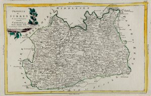 Província de Surrey, gravura de G. Zuliani tirada de Tome I do "Atlas Mais Novo" publicado em Veneza em 1779 por Antonio Zatta, Coleção Particular de G. Zuliani