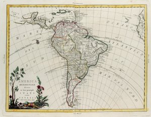 América do Sul dividida em seus principais Estados, gravura de G. Zuliani tirada de Tome IV do "Atlas Mais Recente" publicado em Veneza por Antonio Zatta, Coleção Particular de G. Zuliani
