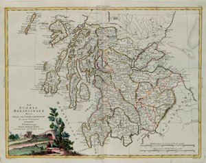 Sul da Escócia dividida em seus condados, gravura de G. Zuliani tirada de Tome I do "Atlas Mais Novo" publicado em Veneza em 1779 por Antonio Zatta, Coleção Particular