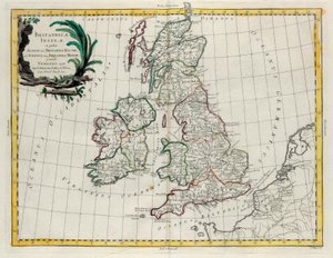 As Ilhas Britânicas em que se encontram Albion ou Grã-Bretanha e Ivernia ou Grã-Bretanha Menor, gravura de G. Zuliani tirada de Tome I do Atlas mais novo publicado em Veneza em 1785 por Antonio Zatta