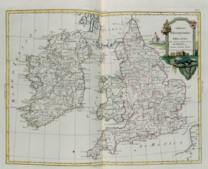 Os Reinos da Inglaterra e da Irlanda, gravada por G. Zuliani, tirada de Tomé do Novo Atlas publicada em Veneza em 1776 por Antonio Zatta, Coleção Particular de G. Zuliani