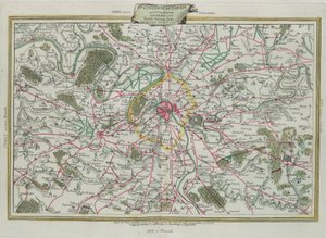 O contorno de Paris, Os Governos da França e Orleans, gravura de G. Zuliani, tirada de Tomé do Novo Atlas publicada em Veneza em 1776 por Antonio Zatta, Coleção Particular