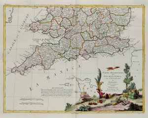 A parte meridional da Inglaterra e do Principado de Gales, gravada por G. Zuliani, tirada de Tome I do Atlas mais Novo, publicada em Veneza em 1778 por Antonio Zatta, Coleção Particular de G. Zuliani