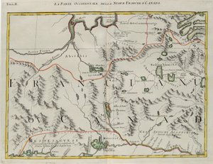 A parte ocidental da Nova França ou Canadá, gravura de G. Zuliani tirada de Tome I do "Atlas Mais Novo" publicado em Veneza em 1778 por Antonio Zatta, Coleção Particular de G. Zuliani