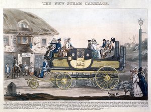 O carro novo do vapor, gravado por Henry Pyall (1795-1833) 1827 (aquatint colorido) de G. after Morton