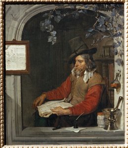 O boticário, também conhecido como o químico ... de Gabriel (attr. to) Metsu