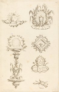 Desenhos para peças de cauda: pl. 10 de Gabriel Huquier after Claude Gillot